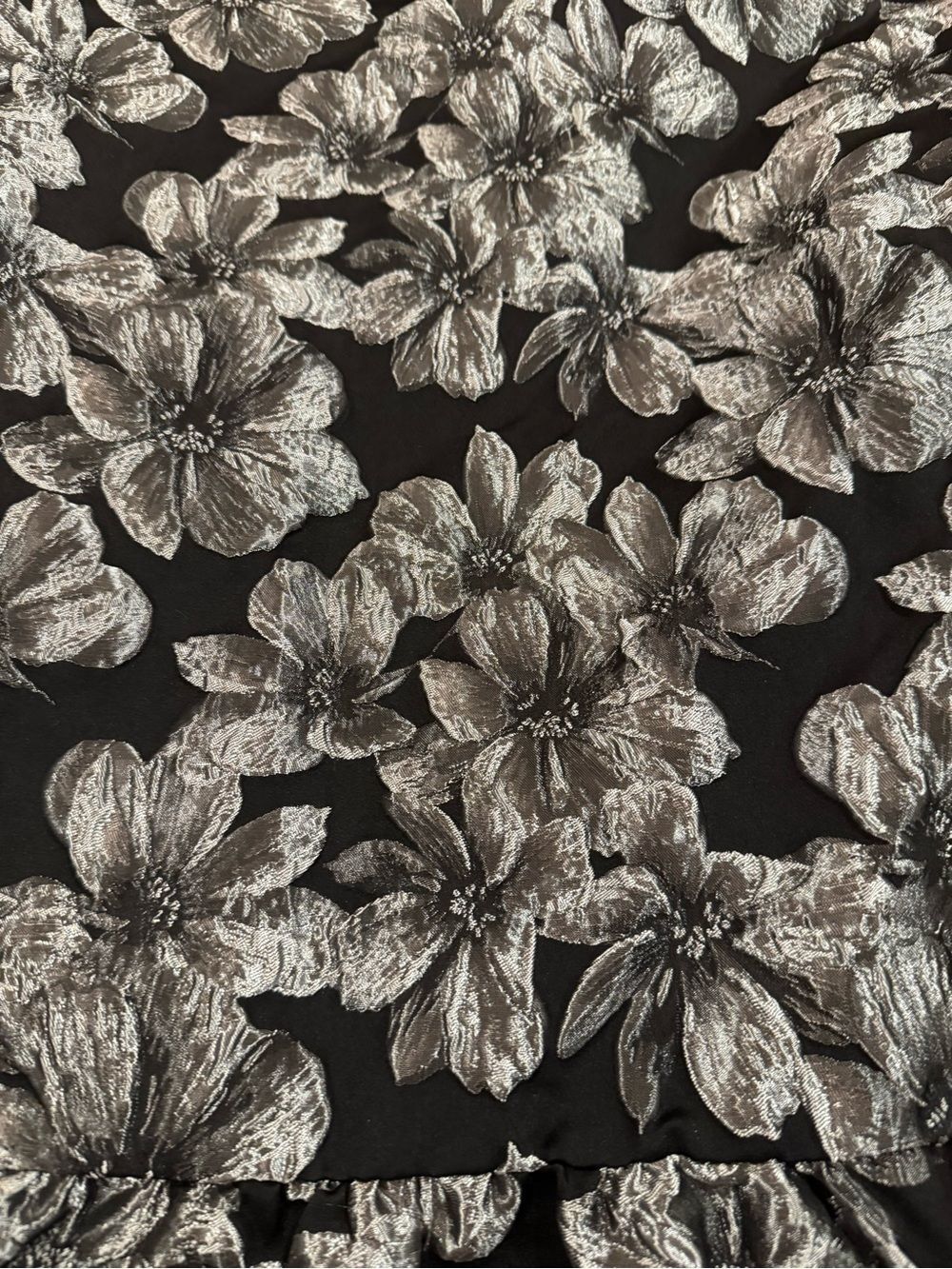 Black Silver Floral Jacquard Midi Sleeveless Formal Peplum Dress Size 12 - Picture 3 of 6